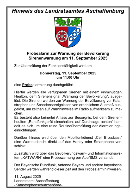 Probealarm am 11.09.2025