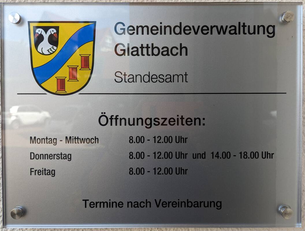 Öffnungszeiten Gemeinde Glattbach